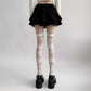 2pcs Women's Sheer Tights with Wrapped Ribbon Illusion and Gothic Layered Design