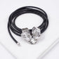 Three-Petal Flower Leather Waist Rope Adjustable Vintage Body Belt Floral Inspired Waist Jewelry 47.2in- Silver
