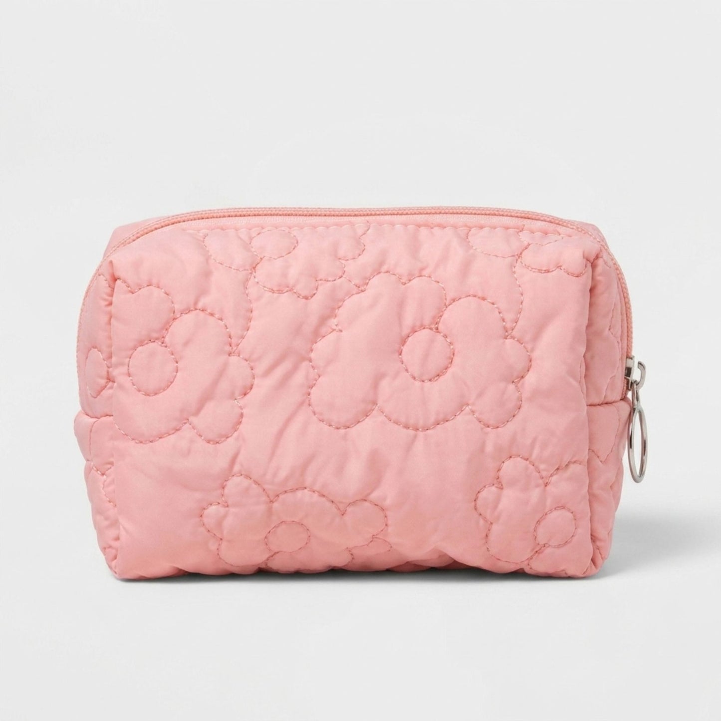 Floral Quilted Makeup Bag Large Capacity Cosmetic Toiletry Travel Pouch with Handle
