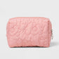 Floral Quilted Makeup Bag Large Capacity Cosmetic Toiletry Travel Pouch with Handle