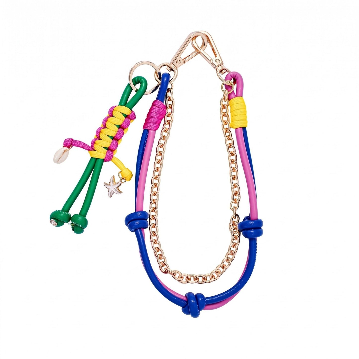 Layered Cord Chain Belt Loop Bag Charm