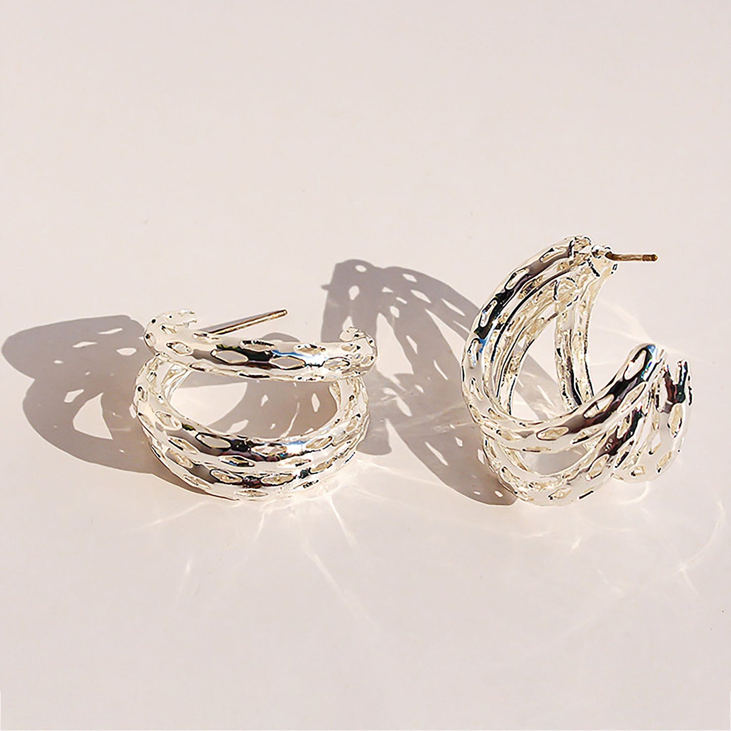 Hollow Out Hoop Earrings - 2.5cm Diameter Hoops