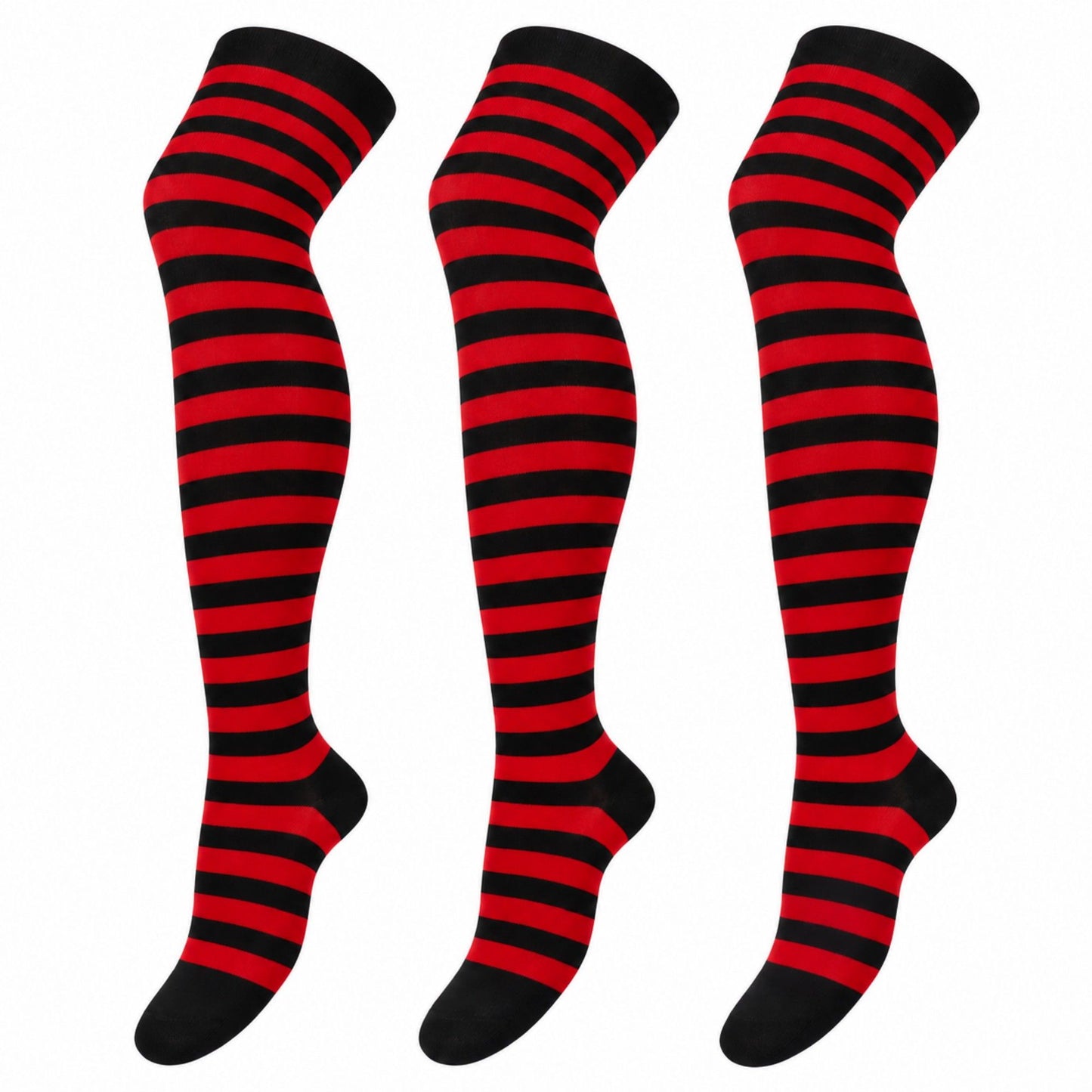 Halloween Striped Thigh High Socks 3 Pair Pack Costume Style