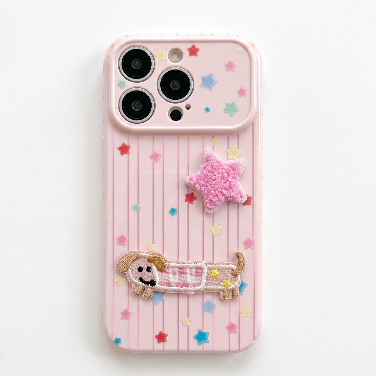 Dog Patch Star Phone Case Textured Back Raised Camera Edge Decorative Cover