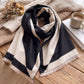 Geometric Color Block Oversized Scarf Soft Wrap Shawl with Fringe Edge 70.8*25.6 Inches