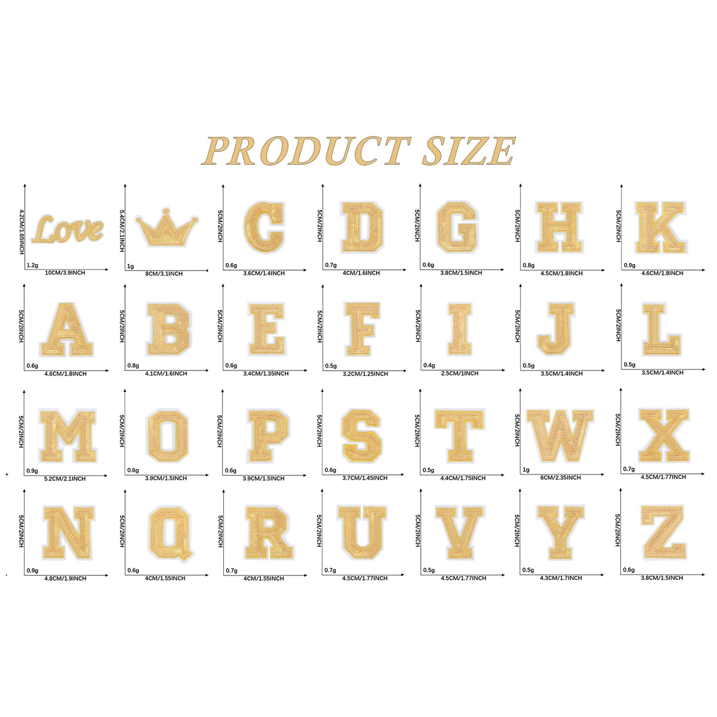 56 PCS Sequin Letter Iron On Patches A-Z Alphabet Varsity Letter Sewing Repair Preppy Glitter Hot-fix for Bag Shoes DIY Supplies