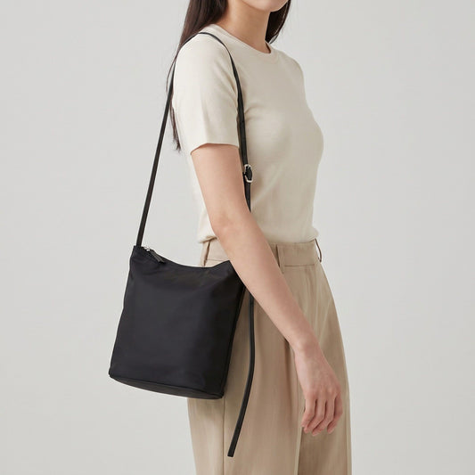 Bucket Shoulder Bag with Adjustable Crossbody Strap 9.5x8.5x4.5in