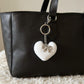 Plush Heart Keychain with Metal Clip and Bow Charm for Bags Backpacks Purses