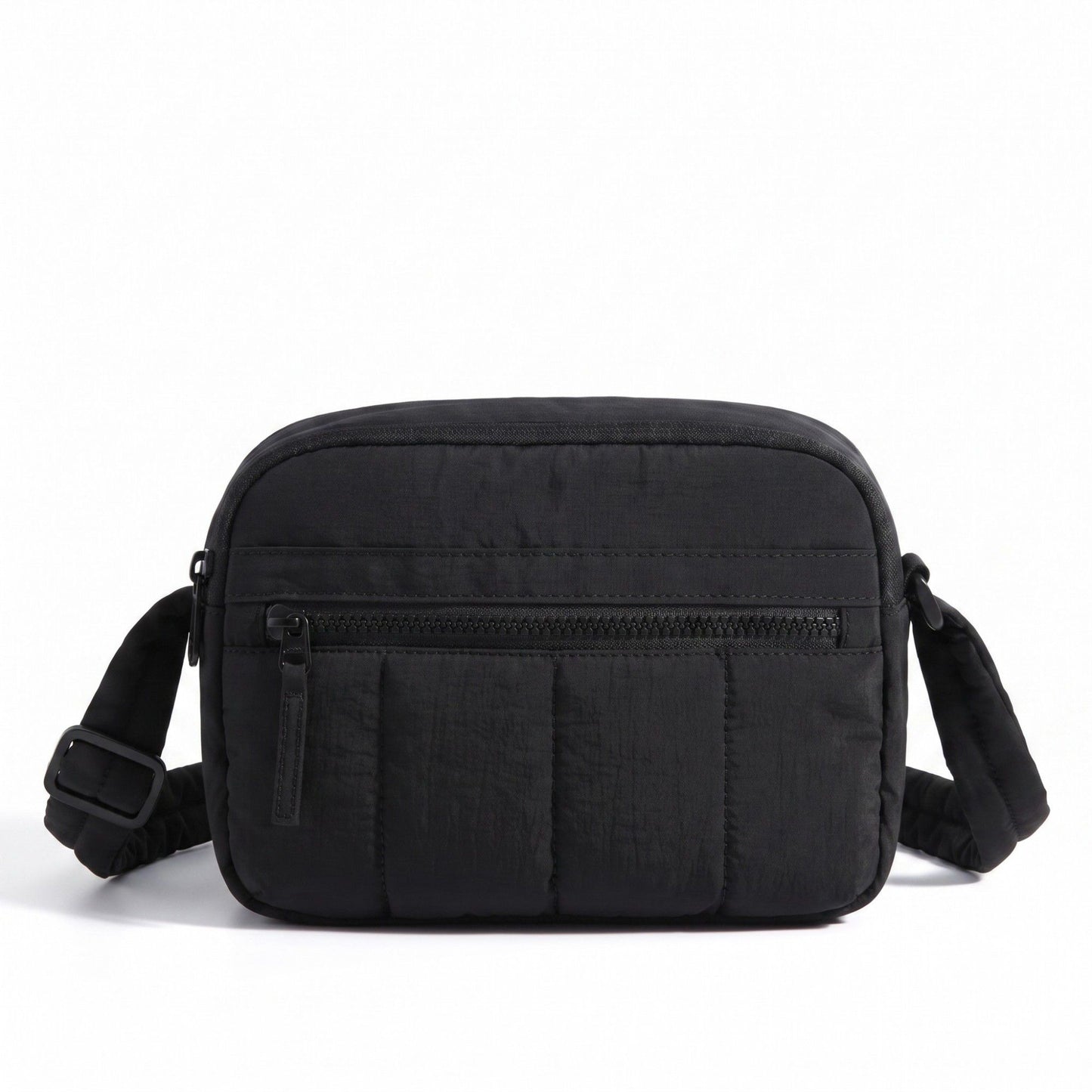 Padded Rectangular Crossbody Bag with Front Zip Pocket and Adjustable Padded Shoulder Strap 8.7x2.8x6.1in