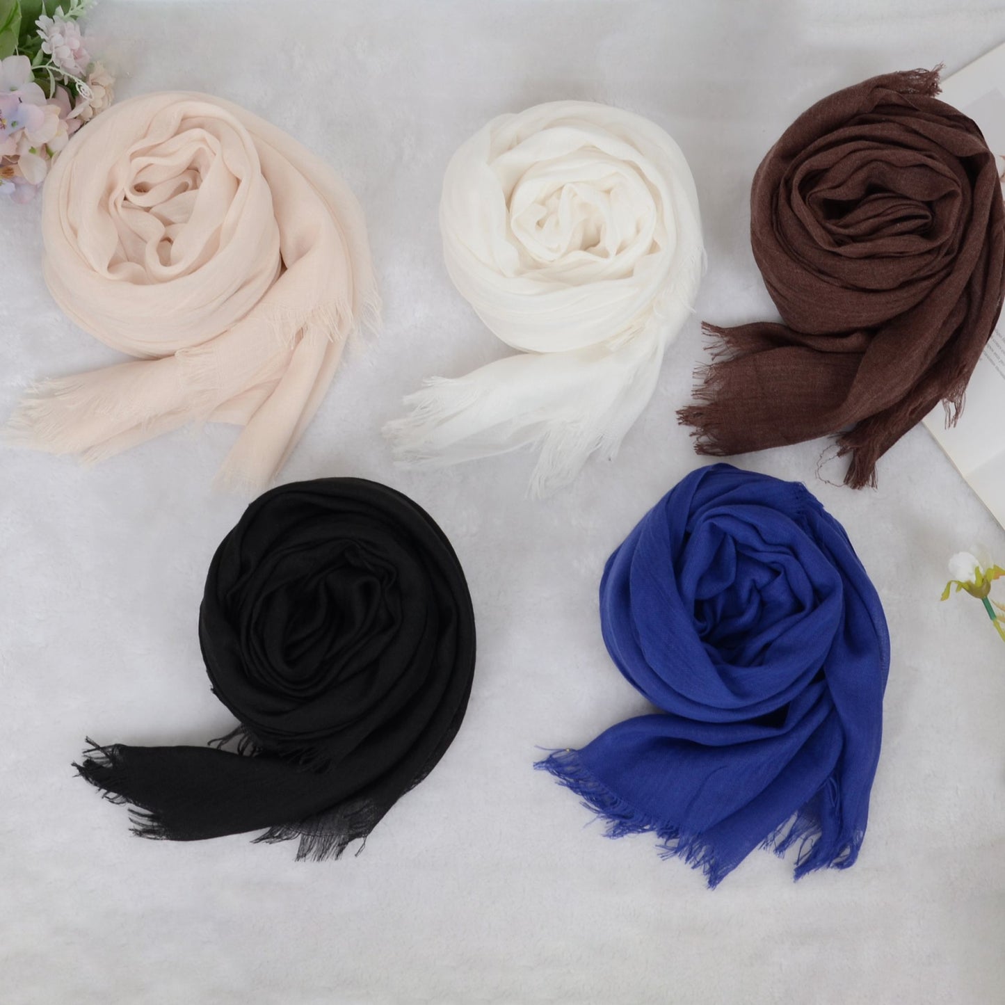 Lightweight Solid Cotton Linen Scarf 78 Inches