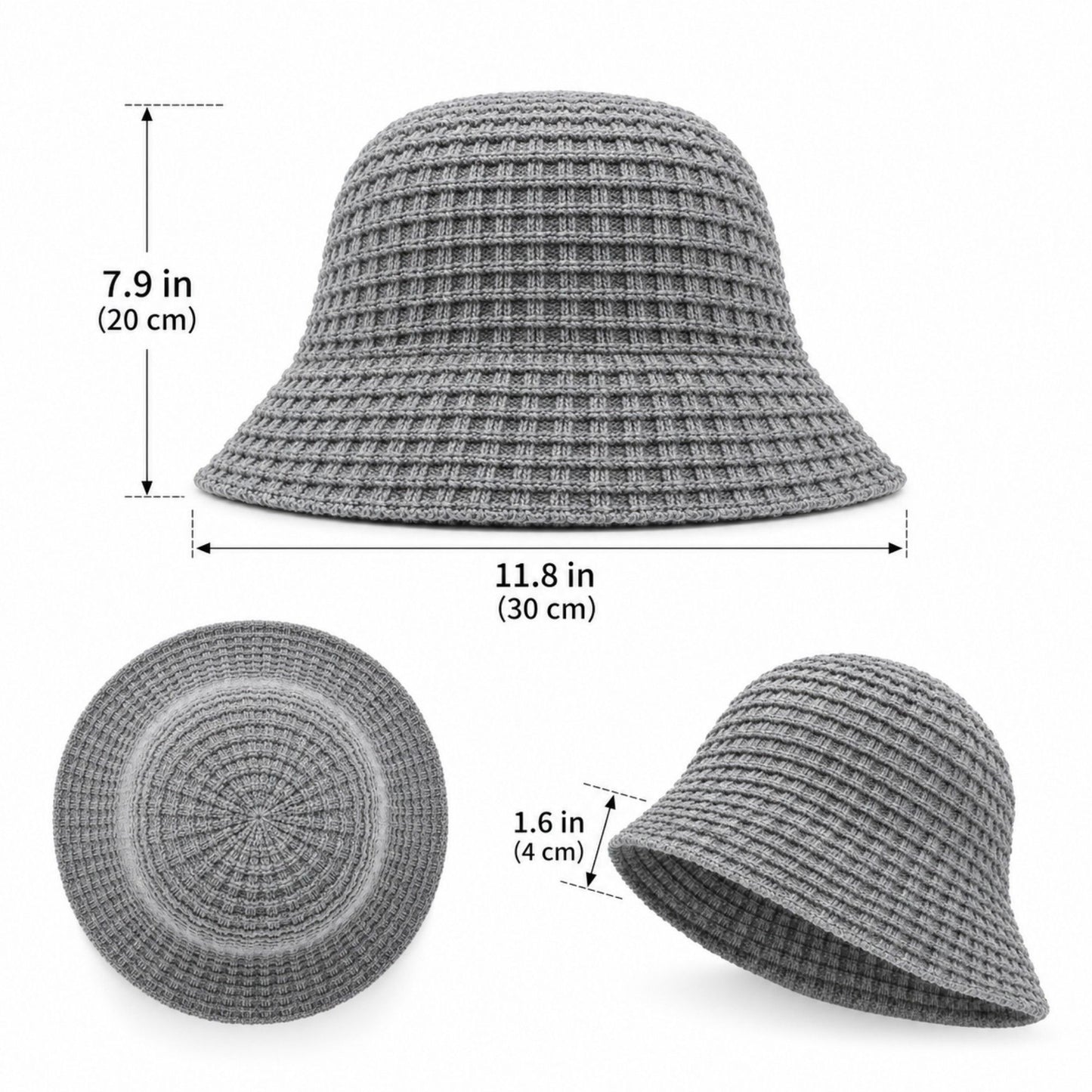 Waffle Knit Bucket Hat with Soft Textured Brim