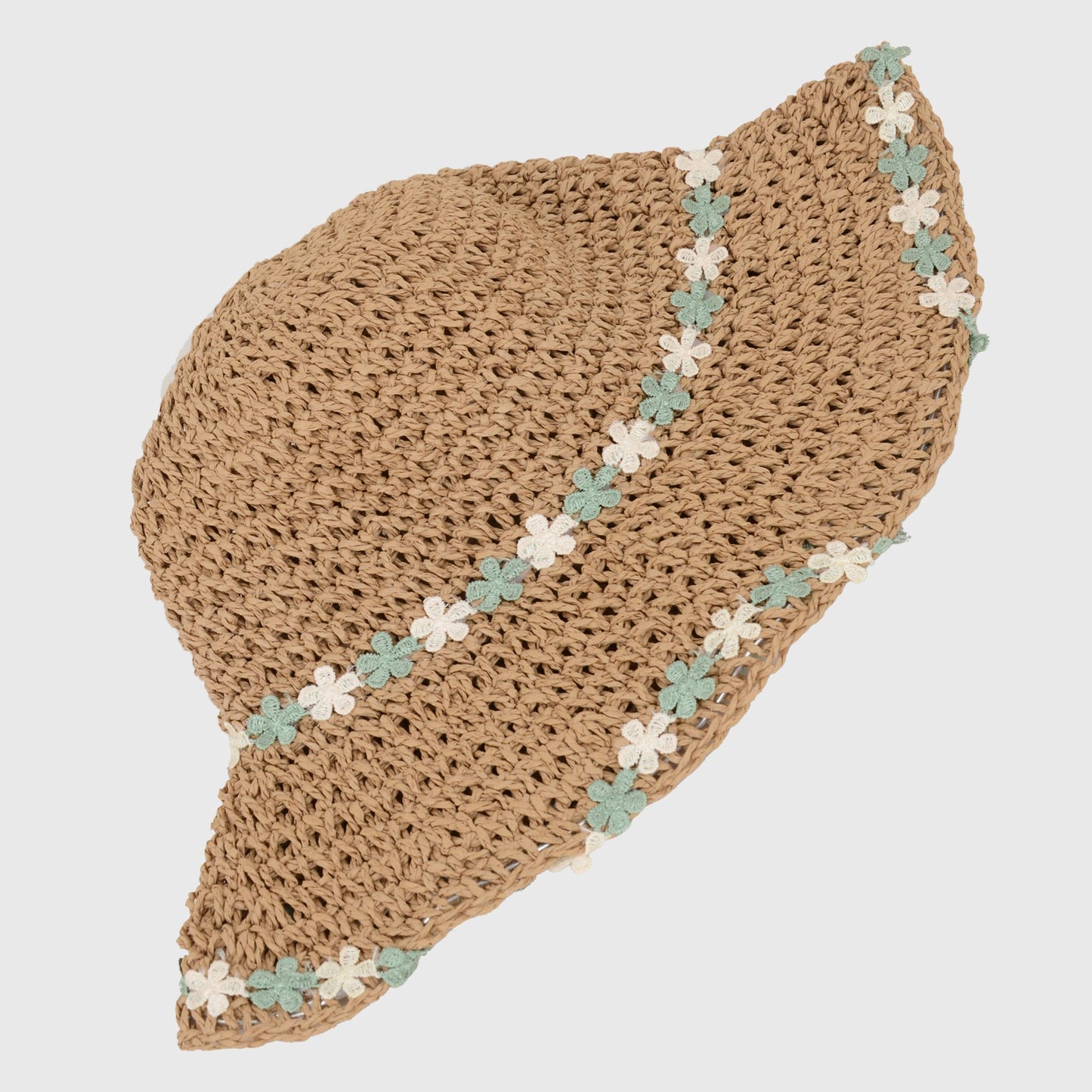 Floral - Embellished Crochet Straw Sun Hat