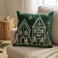 Embroidered Gingerbread House Decorative Throw Pillow Cover for Holiday Decor 17.7 x 17.7in