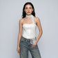 Sheer Embroidered Skinny Scarf with Floral Lace Trim and Long Neck Tie Design