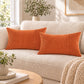 2 Pack Soft Corduroy Throw Pillow Covers 18 x 18 Inch and 12 x 20 Inch
