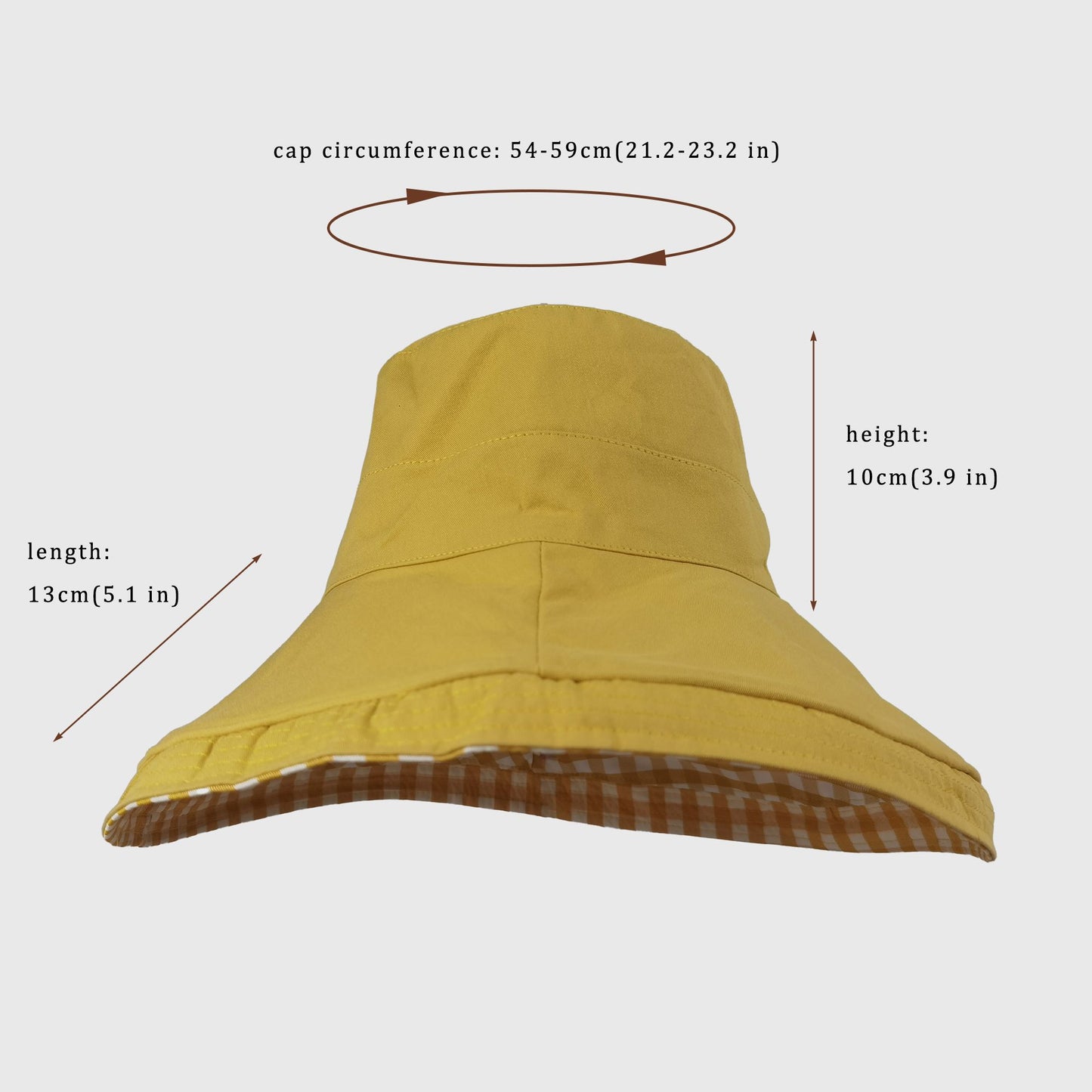 Women's Reversible Checkered Bucket Hat with Chin Strap