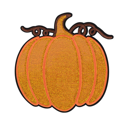 Halloween Pumpkin Ghost Large Sequin Iron On Patch Glitter Sewing Embroidery Repair Appliques Clothing Patch Costume Decor