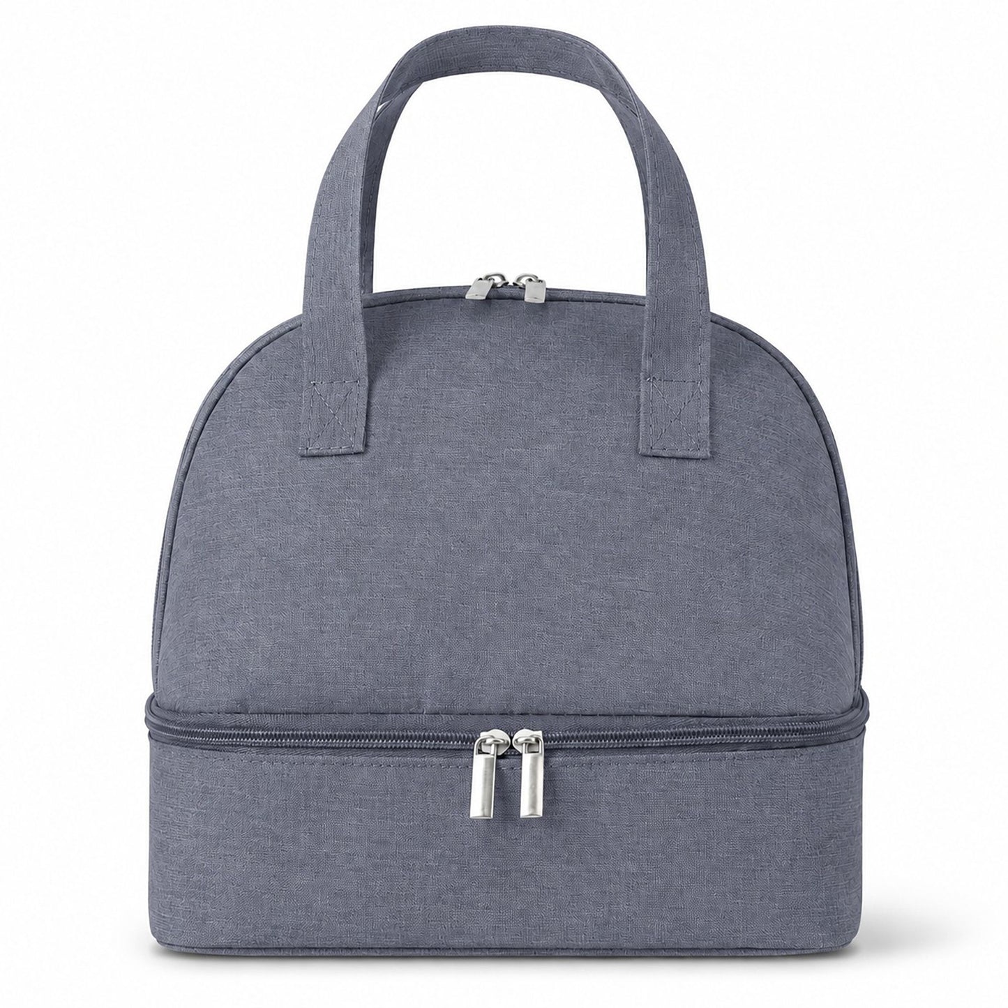 Double Compartment Insulated Lunch Bag with Top Handle and Zipper Closure