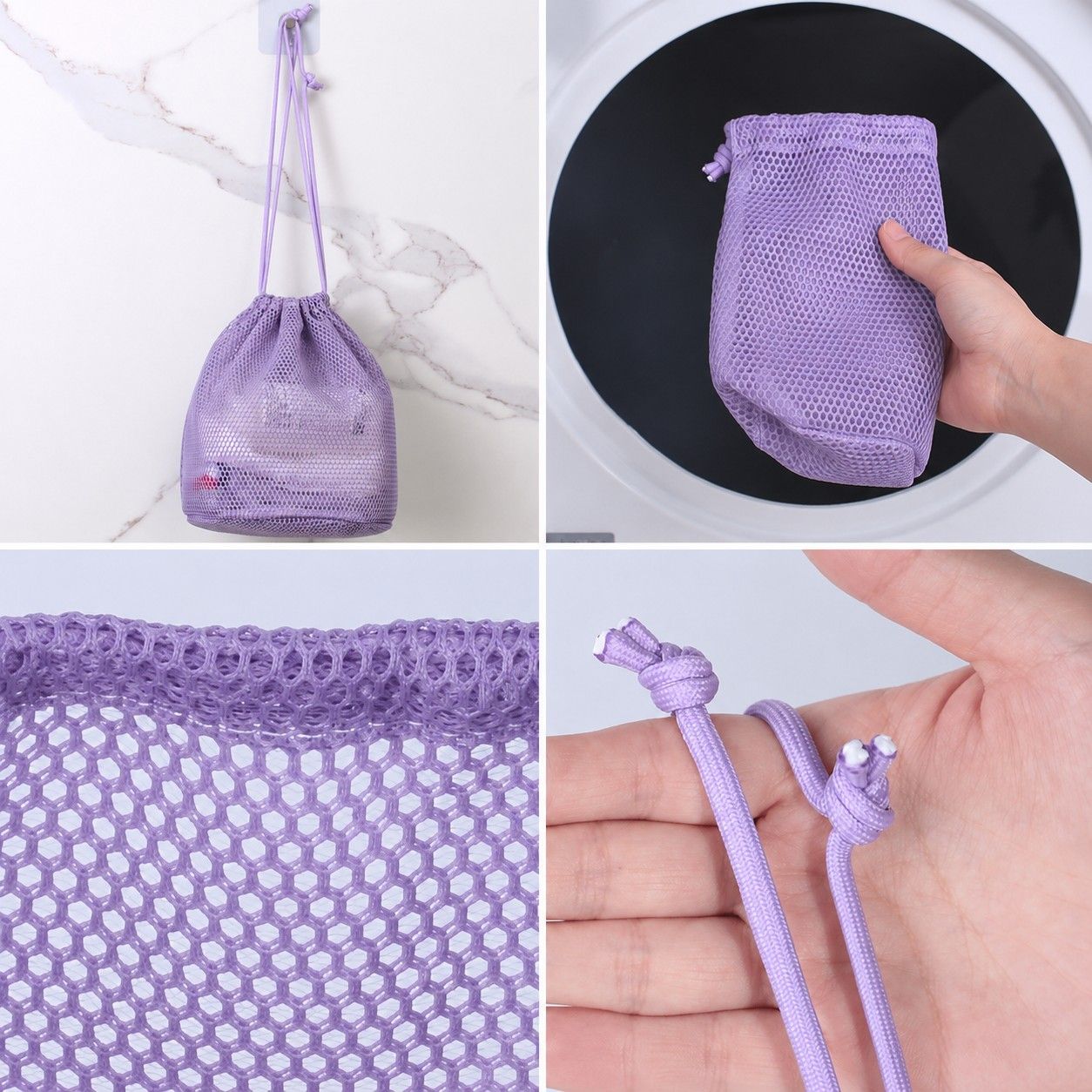 2-Pack Mesh Drawstring Shower Bags, Large and Small Travel Organizer Set