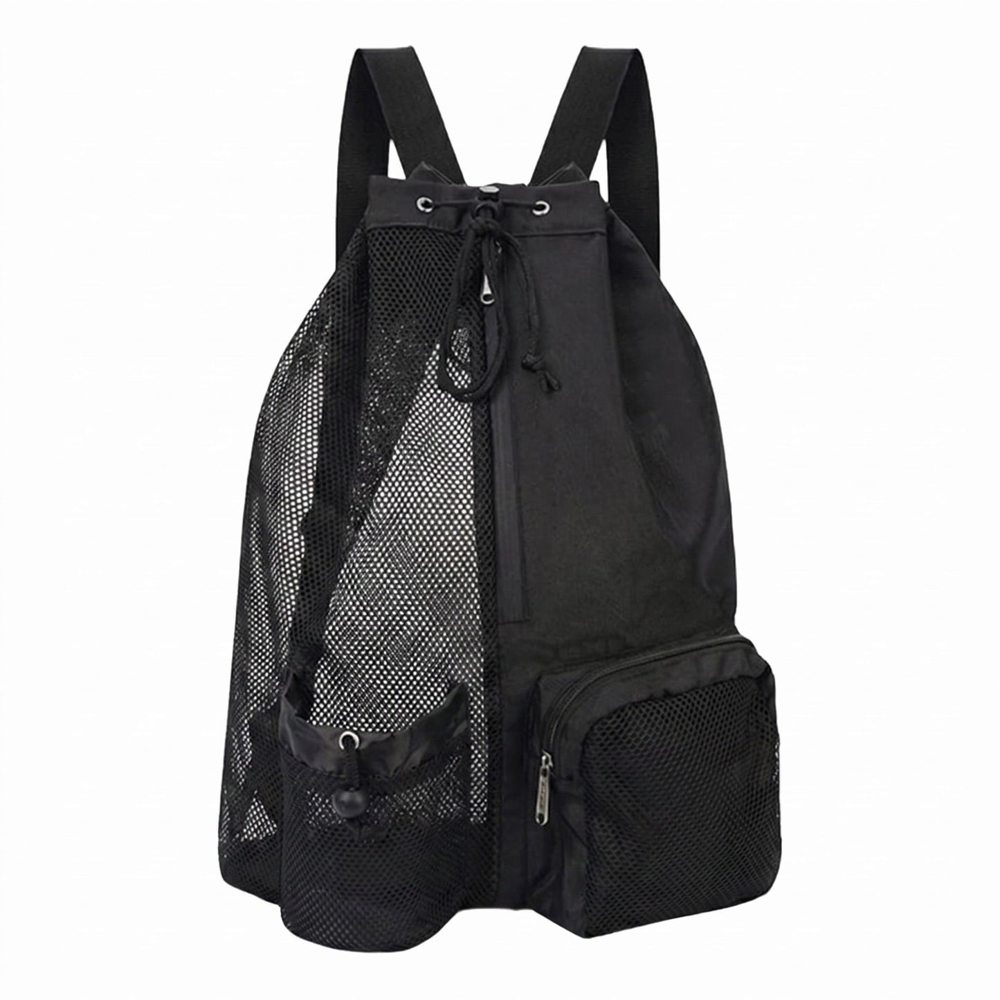 Mesh Swim Backpack with Drawstring Closure and Side Pockets