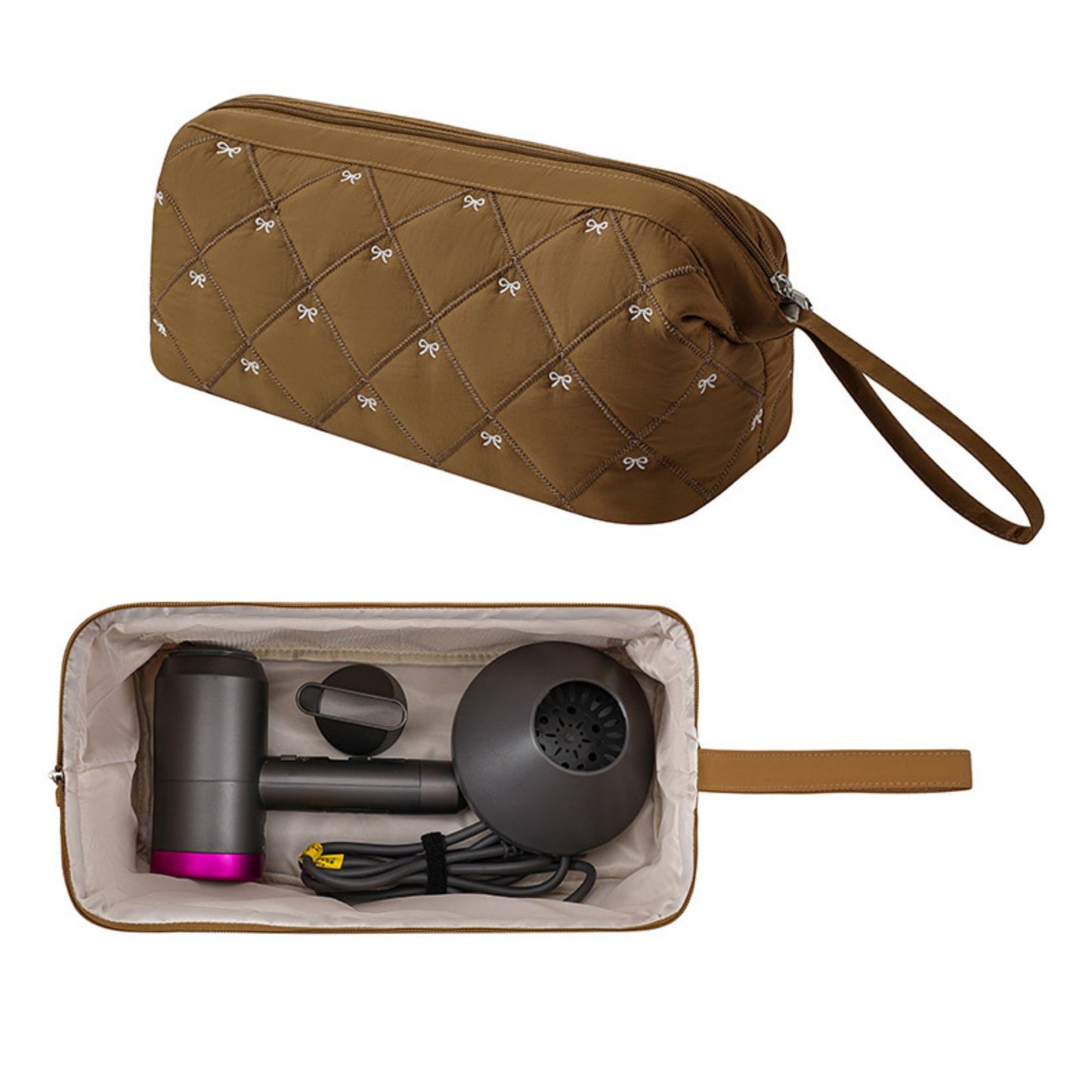 Hair Dryer Travel Storage Bag Large Cosmetic Organizer with Wrist Strap