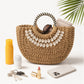 Straw Woven Shell Handbag with Round Handle
