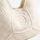 Woven Crochet Shoulder Bag with Geometric Pattern Slouchy Hobo Lightweight Knit Handbag