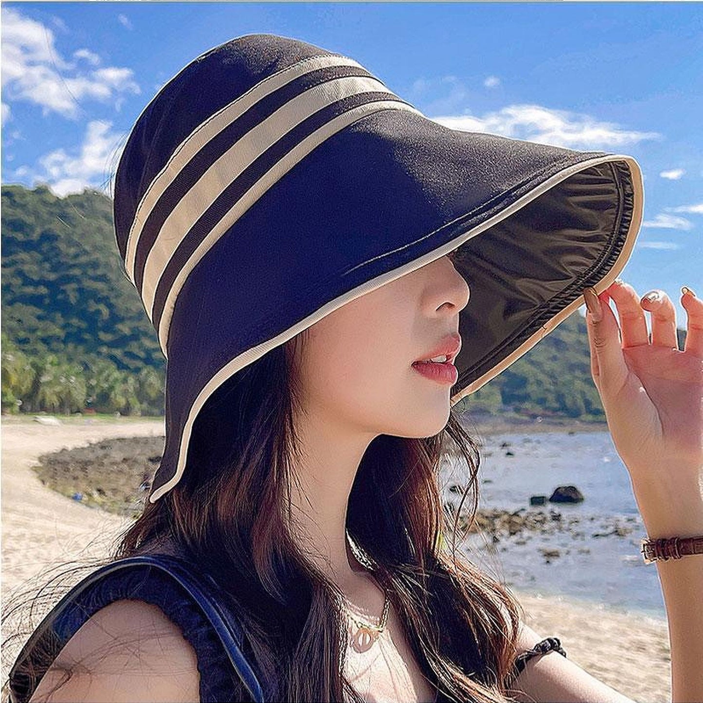 Women's Foldable Wide - Brim Sun Visor Hat