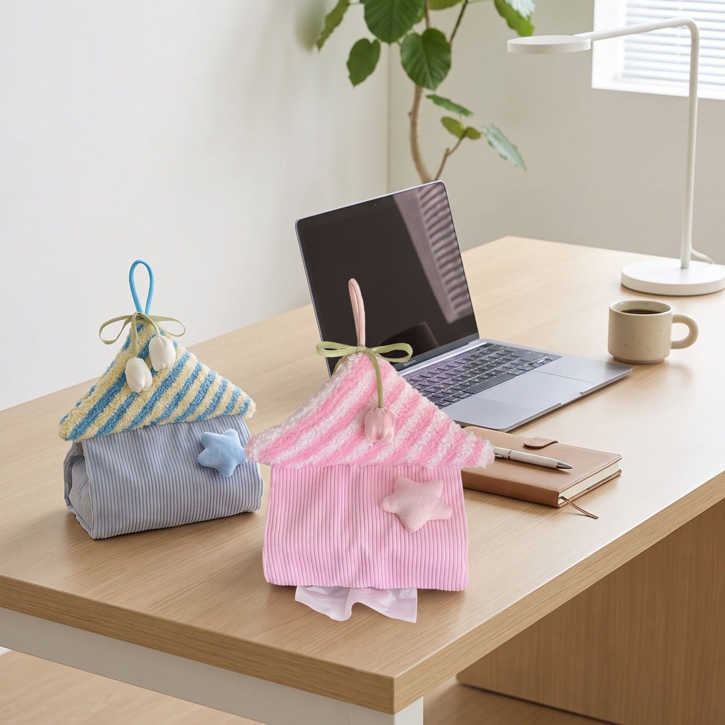 Hanging Tissue Holder House Shape Soft Fabric Tissue Dispenser