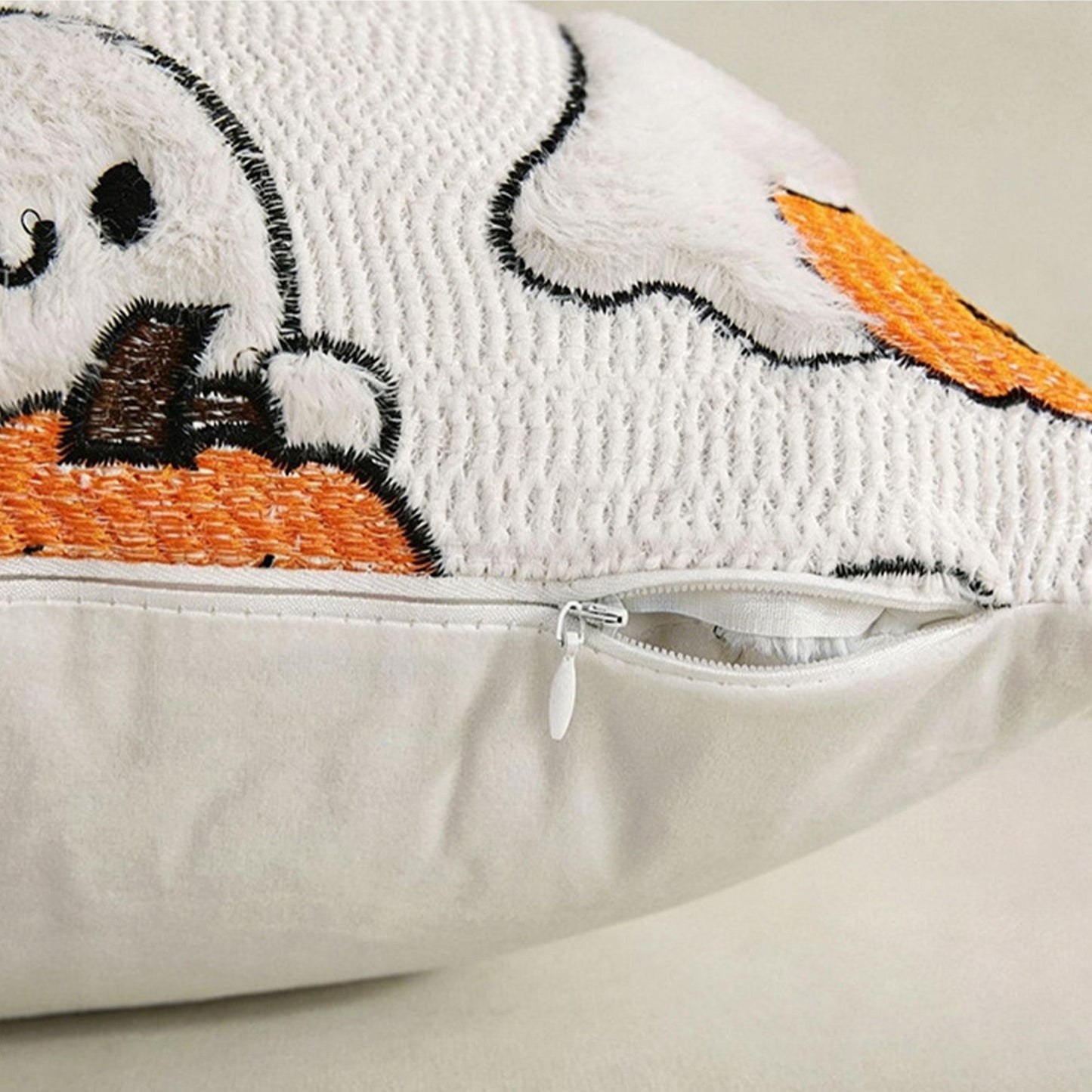 Halloween Ghost Pumpkin Textured Decorative Throw Pillow Cover Square Cushion for Sofa Bed Chair