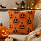 Halloween Pumpkin Ghost Textured Decorative Throw Pillow Cover for Sofa Bed Chair