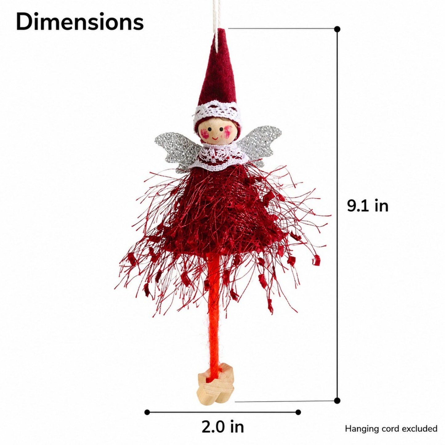 2pk Lace Angel Christmas Tree Ornaments
