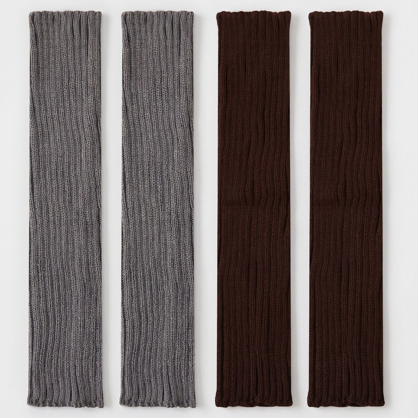 2-Pair Long Ribbed Knit Leg Warmers Set, Slouchy Knee-High Boot Sleeves
