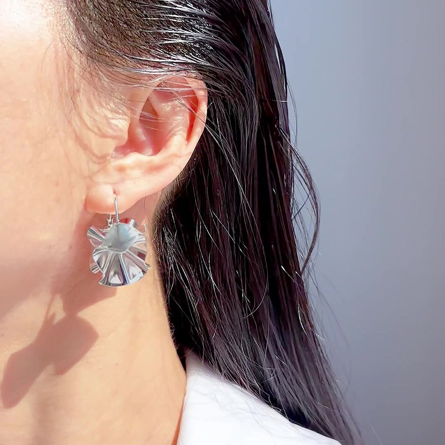 Artistic Pleated Drop Earrings - Brass Statement Earrings