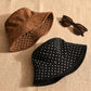 Faux Suede Bucket Hat with Polka Dot Lining