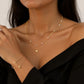 Women's Layered Necklace and Bracelet Set with Heart Charms and Pearl Accents