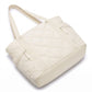 Oversized Quilted Tote Bag with Exterior Zip Pockets and Long Shoulder Straps 15.5x12.5x6.5in