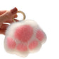 2-PC Plush Paw Print Faux Fur Keychain with Metal Clip