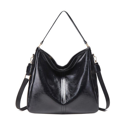 Faux Leather Hobo Shoulder Bag with Adjustable Strap and Zip Closure