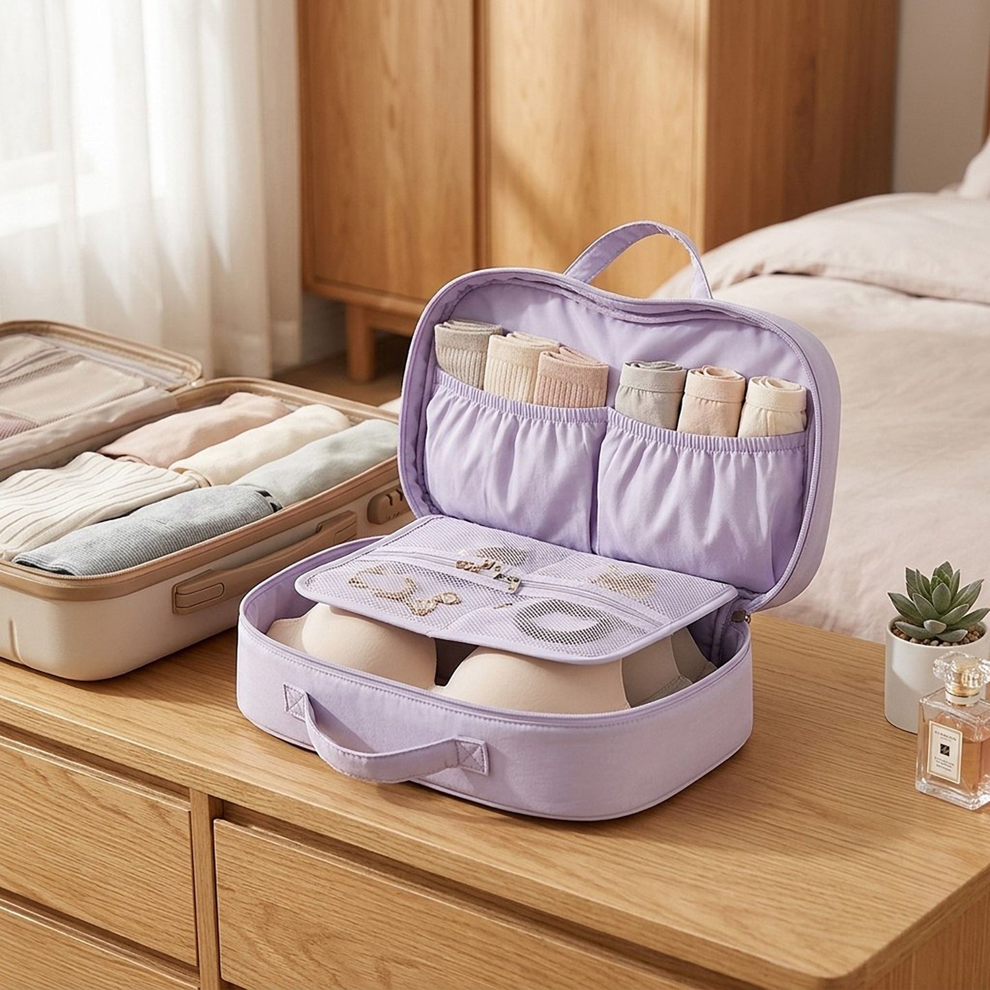 Travel Underwear Organizer Bag with Carry Handle
