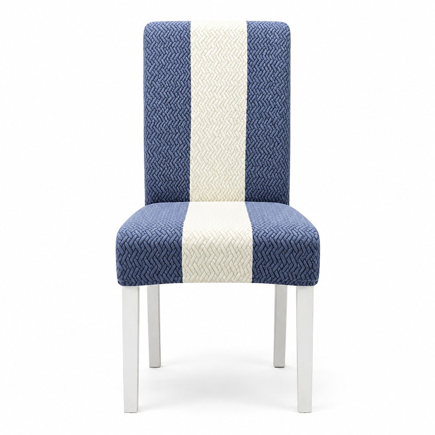 Two Tone Stretch Dining Chair Cover with Textured Jacquard Design