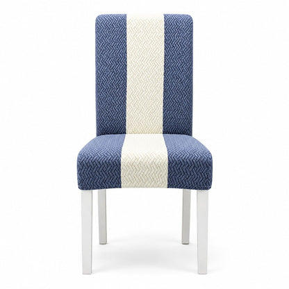 Two Tone Stretch Dining Chair Cover with Textured Jacquard Design