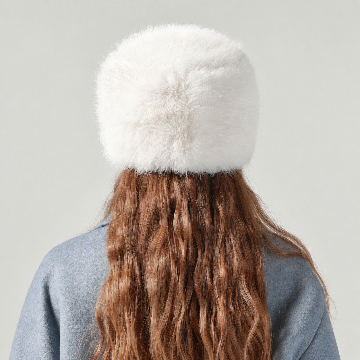 Faux Fur Pillbox Hat Soft Plush Brimless Winter Fashion Cap
