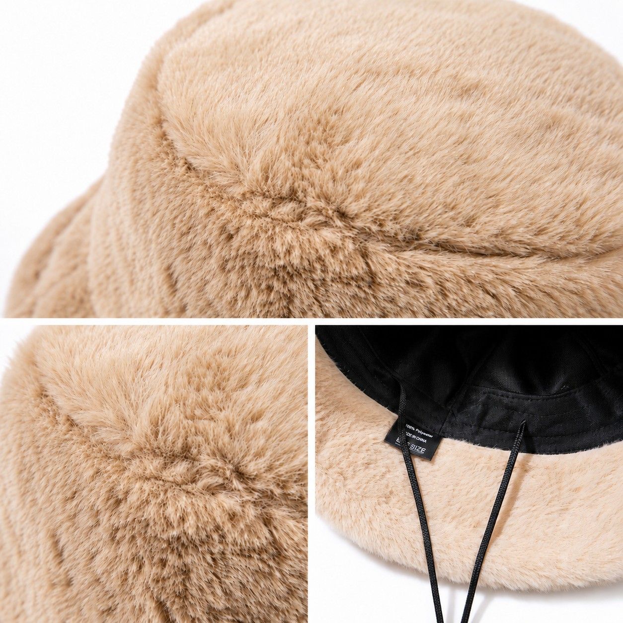Faux Fur Bucket Hat Soft Plush Winter Casual Fashion Hat