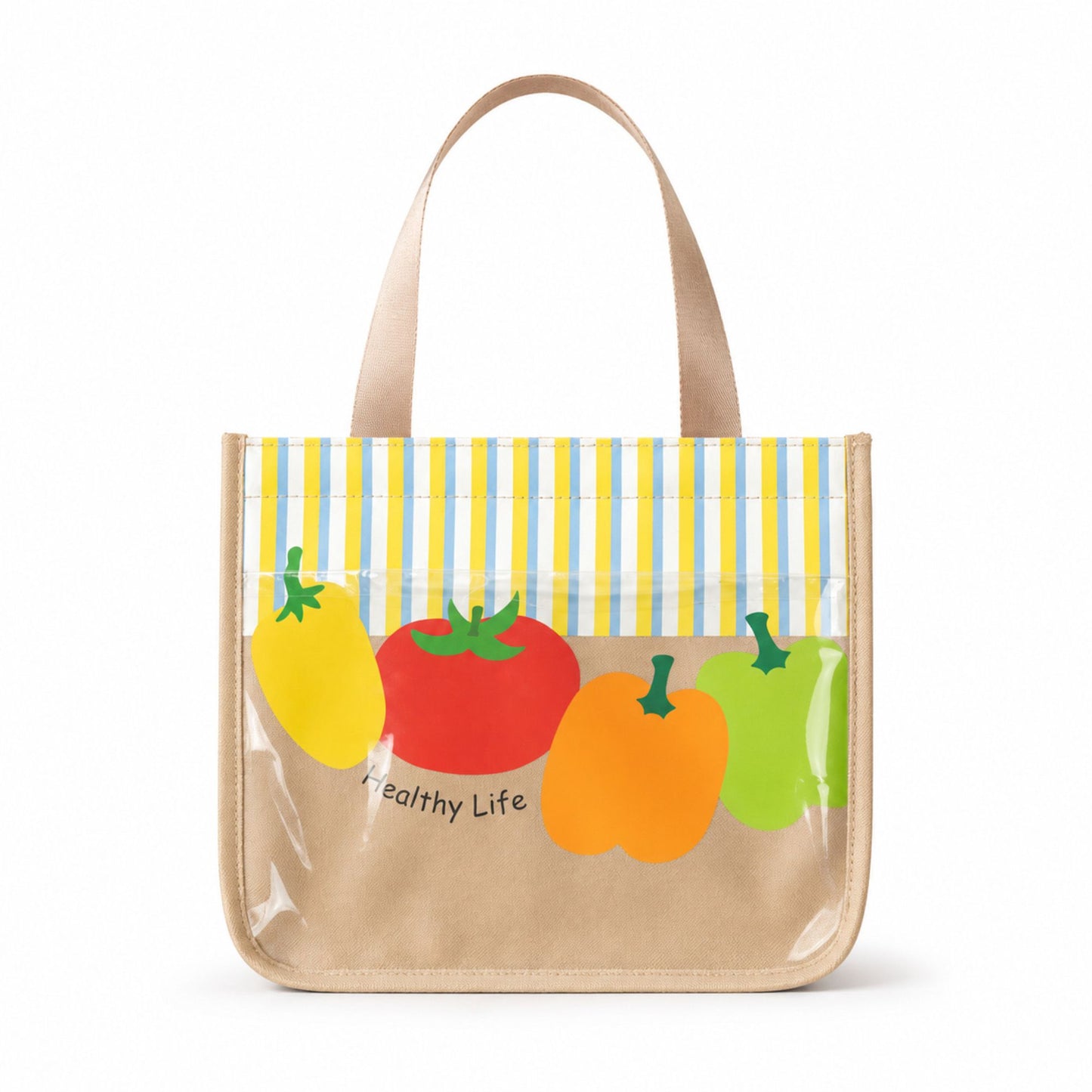 Insulated Lunch Bag with Transparent Front Pocket Portable Lunch Tote for Work School