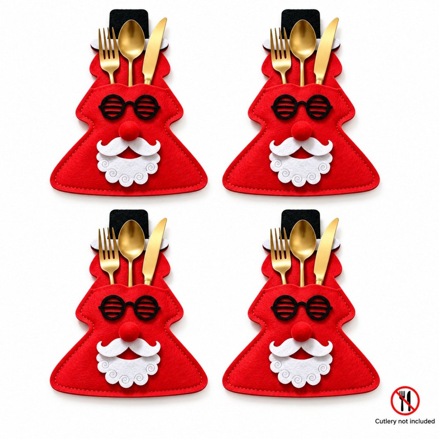 4pk Christmas Tree Santa Silverware Holders