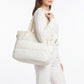 Oversized Puffer Tote Bag with Long Shoulder Straps and Side Buckle Details 13.5x14x4.5in