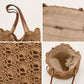 Crochet Woven Shoulder Bag with Zip Closure and Scalloped Bucket Shape
