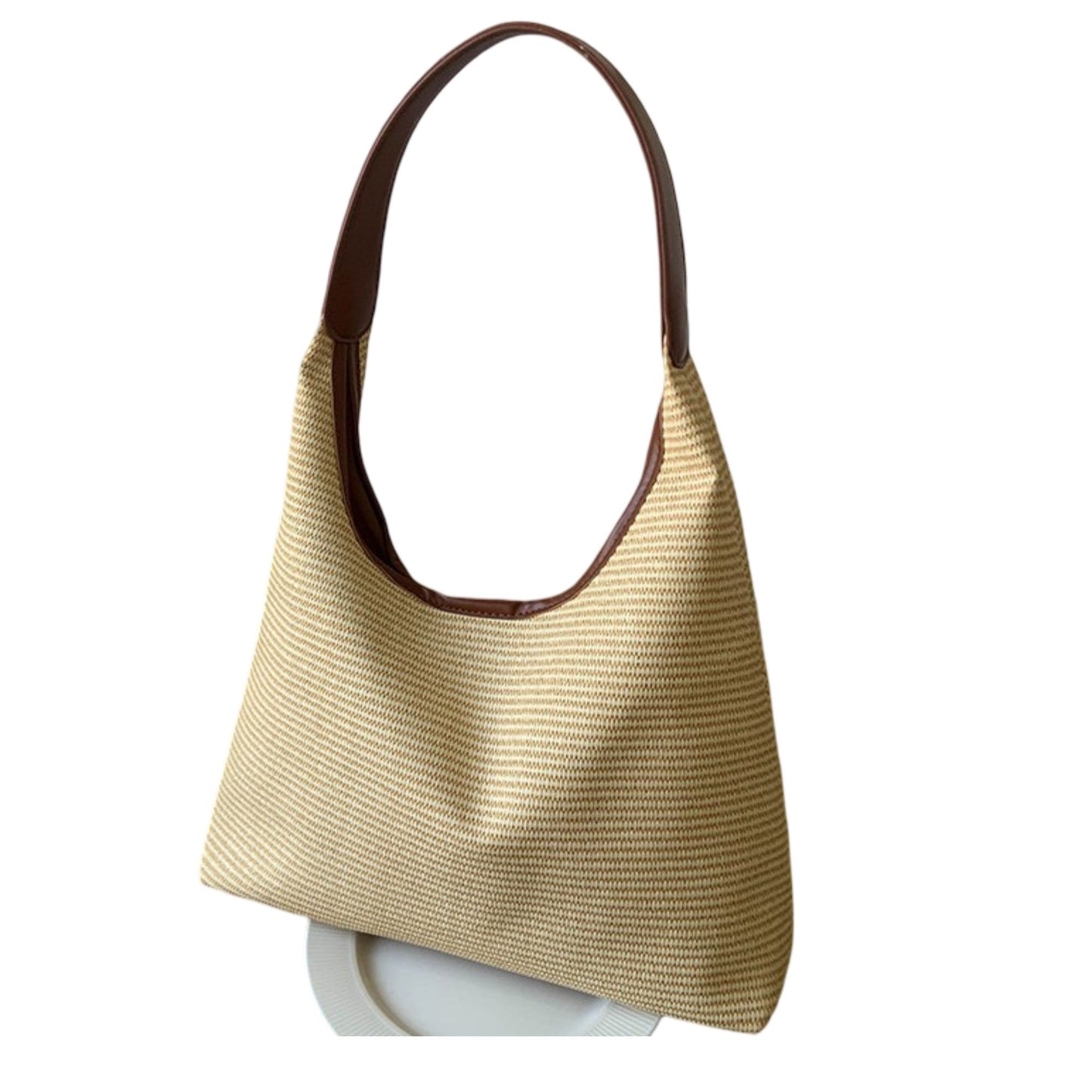 Canvas Shoulder Bag with Magnetic Closure and Fixed Strap