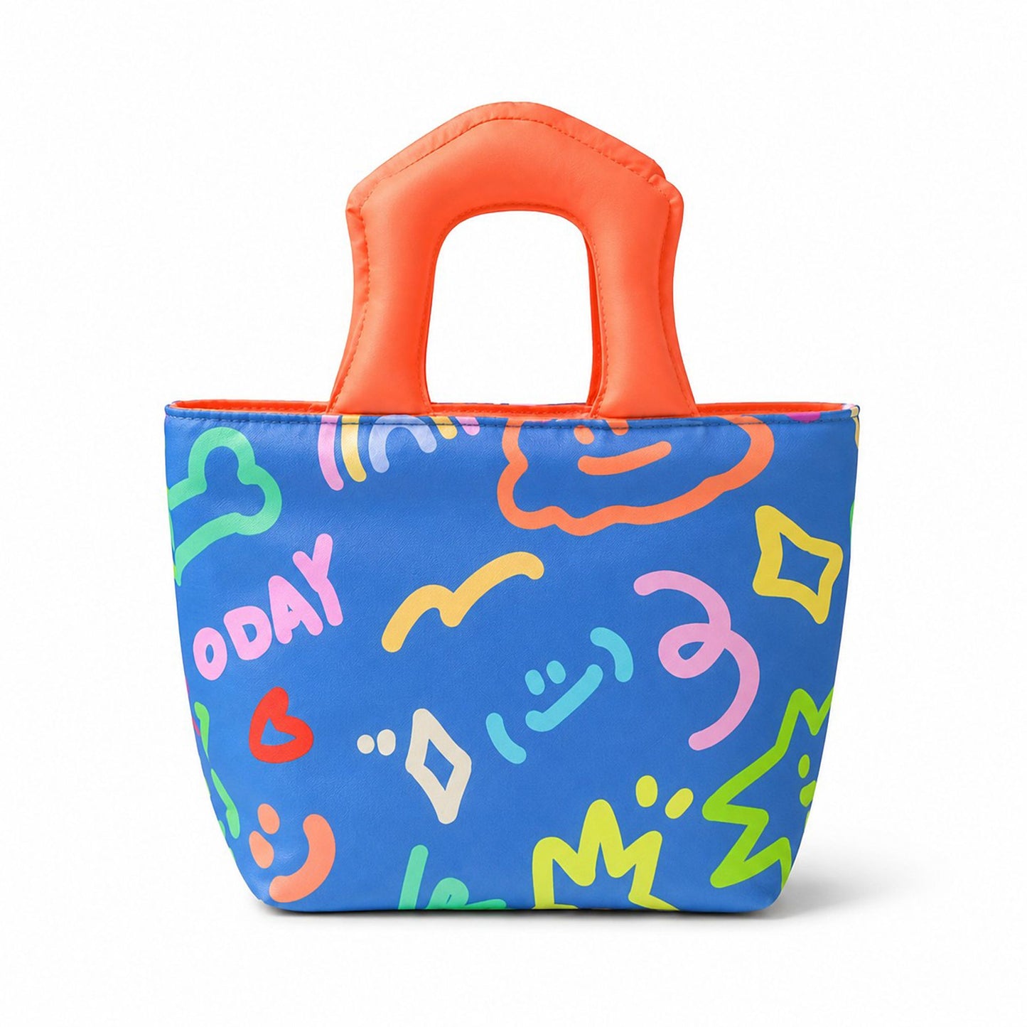 Printed Lunch Tote Bag with Padded Handles and Zipper Closure